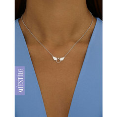 Колье MIESTILO, серебро, 925 проба, родирование, фианит, длина 45 см., серебристый