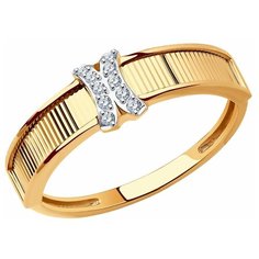 Кольцо Diamant, красное золото, 585 проба, фианит, размер 19, бесцветный
