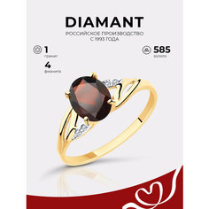 Кольцо Diamant, красное золото, 585 проба, фианит, гранат, размер 17, красный