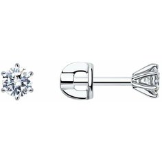 Серьги пусеты SOKOLOV, белое золото, 585 проба, бриллиант, размер 5 мм, , бесцветный