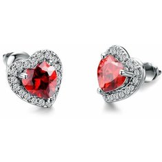 Серьги пусеты, циркон, кристалл, красный Нет бренда