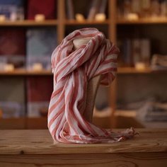 Шарф ЛЬНЯНОЕ для мужчин и женщин,220х60 см, one size, коралловый