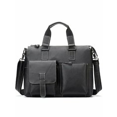 Сумка кросс-боди GENUINE LEATHER, фактура гладкая, черный