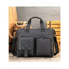 Сумка кросс-боди GENUINE LEATHER, фактура гладкая, глубокий черный