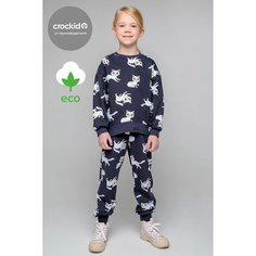 Брюки спортивные crockid КР 400448/темно-серый,забавные кошечки к345, размер 104/52, темно-серый