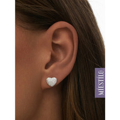 Серьги пусеты MIESTILO, серебро, 925 проба, родирование, фианит, , серый, белый, серебристый