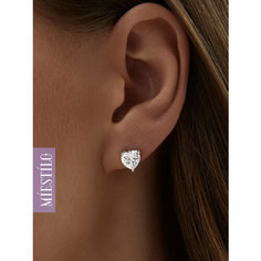 Серьги пусеты MIESTILO, серебро, 925 проба, родирование, фианит, размер 8 мм, , серебристый