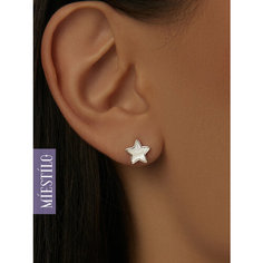Серьги пусеты MIESTILO, серебро, 925 проба, родирование, перламутр, , серебристый, белый