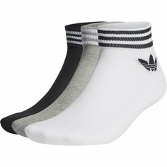 Носки adidas Trefoil Ankle Socks 3PP, комплект, 3 пары, размер 4346, белый/серый/черный