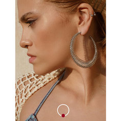 Серьги пусеты, конго Kalinka modern story, размер 67 мм, серебристый