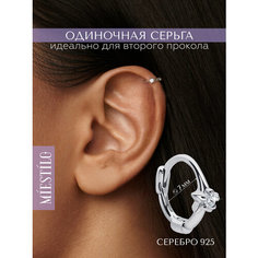 Моносерьга MIESTILO, серебро, 925 проба, родирование, фианит, , серебристый, серый