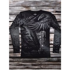 Лонгслив KRASAR, размер 3XL, , черный/серый