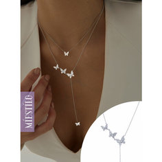 Колье MIESTILO, серебро, 925 проба, родирование, фианит, длина 45 см., серебристый