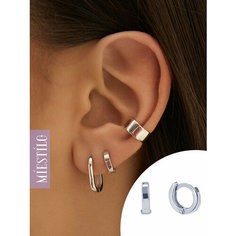 Серьги конго MIESTILO, серебро, 925 проба, родирование, , серебристый