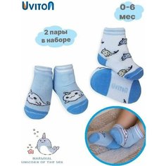 Носки Uviton Базовая коллекция, 2 пары, размер 0-6 мес, , синий