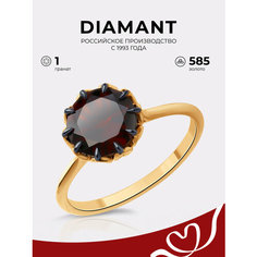 Кольцо Diamant, красное золото, 585 проба, гранат, размер 19, красный