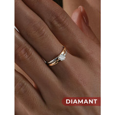 Кольцо Diamant, комбинированное золото, 585 проба, размер 19.5