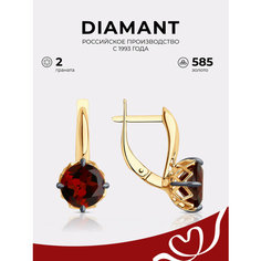 Серьги Diamant, красное золото, 585 проба, гранат, размер 20 мм, , красный