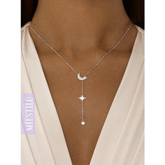Колье MIESTILO, серебро, 925 проба, родирование, фианит, длина 45 см., серебристый