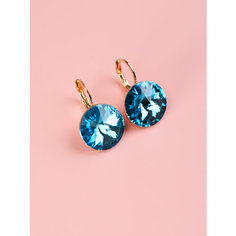Серьги с подвесками, Swarovski Zirconia, размер 14 мм, синий Нет бренда