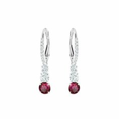 Серьги с подвесками SWAROVSKI, кристаллы Swarovski, размер 30 мм, фуксия, серебряный