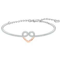 Жесткий браслет SWAROVSKI, кристаллы Swarovski, размер 16 см, золотистый, серебристый