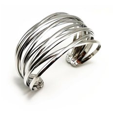 Жесткий браслет WASABI jewell, 1 шт., размер 6 см, размер one size, диаметр 6 см, серебристый