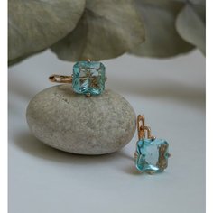 Серьги, фианит, бесцветный, голубой Нет бренда