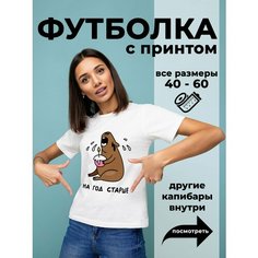 Футболка DARIART На год старше цвет Капибара, 1 шт., размер 3XL, белый