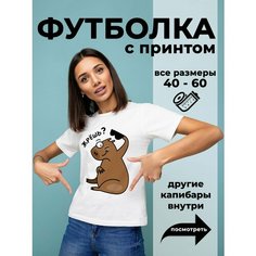 Футболка DARIART Жрешь цвет Капибара, 1 шт., размер 5XL, белый