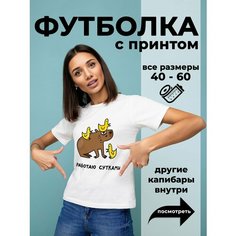 Футболка DARIART Работаю сутками цвет Капибара, 1 шт., размер L, белый
