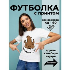 Футболка DARIART Отрастил дзен цвет Капибара, 1 шт., размер L, белый