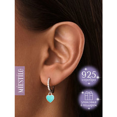 Серьги конго MIESTILO, серебро, 925 проба, родирование, фианит, , серебристый