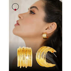 Серьги пусеты, конго Kalinka modern story, размер 25 мм, золотистый