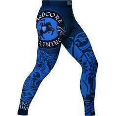 Тайтсы HARDCORE TRAINING hardcore training, размер XXXL, черный, синий