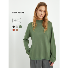 Джемпер FINN FLARE с длинным рукавом, трикотажный, размер L, , серо-зеленый