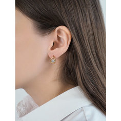 Серьги Ювелир Карат, серебро, 925 проба, золочение, фианит, длина 1.3 см, , золото