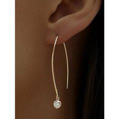 Серьги с подвесками Ювелир Карат, серебро, 925 проба, золочение, фианит, размер 5 мм, длина 4.5 см, , золото
