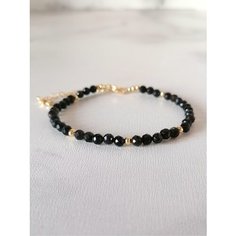 Браслет Gem Garden, обсидиан, 1 шт., размер 23 см, размер one size, диаметр 10 см, черный