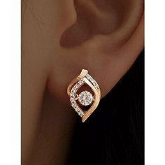 Серьги Ювелир Карат, серебро, 925 проба, золочение, фианит, размер 9 мм, длина 1.5 см, , золотистый