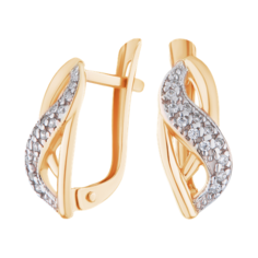 Серьги Ювелир Карат, серебро, 925 проба, золочение, фианит, , золотистый