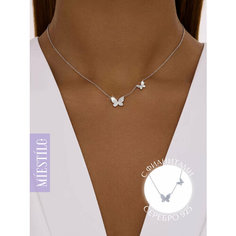 Колье MIESTILO, серебро, 925 проба, родирование, фианит, длина 45 см., серебристый