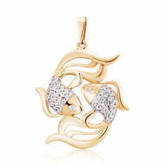 Подвеска Ювелир Карат, золото, 585 проба, фианит, золотистый