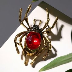 Брошь ТероПром, стразы, стекло, красный