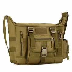 Сумка мессенджер guangzhou road cape tourism supplies Тактическая через плечо с Molle, вмещает А4, олива зеленый, хаки