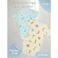 Боди, комплект из 2 шт., размер 74, голубой Basbosy