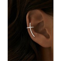 Кафф MIESTILO, серебро, 925 проба, родирование, фианит, , серебристый