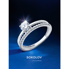 Кольцо SOKOLOV, серебро, 925 проба, родирование, фианит, размер 15.5