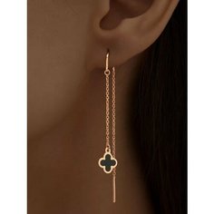 Серьги цепочки Ювелир Карат, серебро, 925 проба, золочение, эмаль, размер 7 мм, длина 6.2 см, , золотистый
