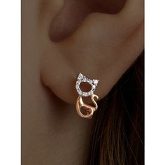 Серьги Ювелир Карат, серебро, 925 проба, золочение, фианит, длина 1.1 см, , золотистый